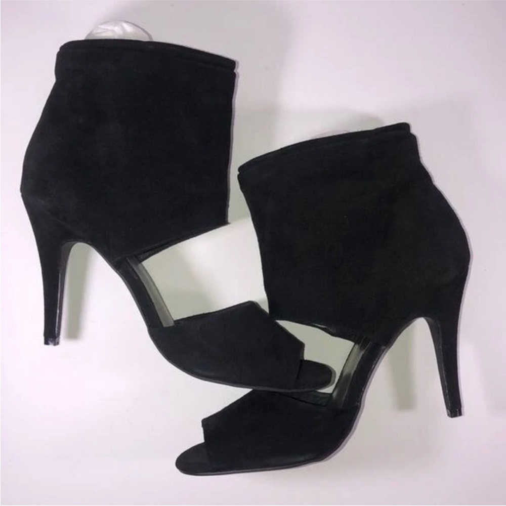 Matisse Ashland Black Leather Stiletto Open Toe Slip On Heels Women's Size 8 New